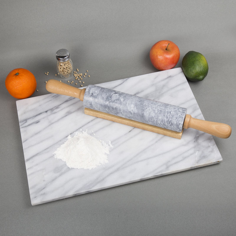 Creative Home Deluxe Marble Rolling Pins with Handles in White